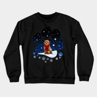 Snow Paw Red Goldendoodle Christmas Winter Holiday Crewneck Sweatshirt